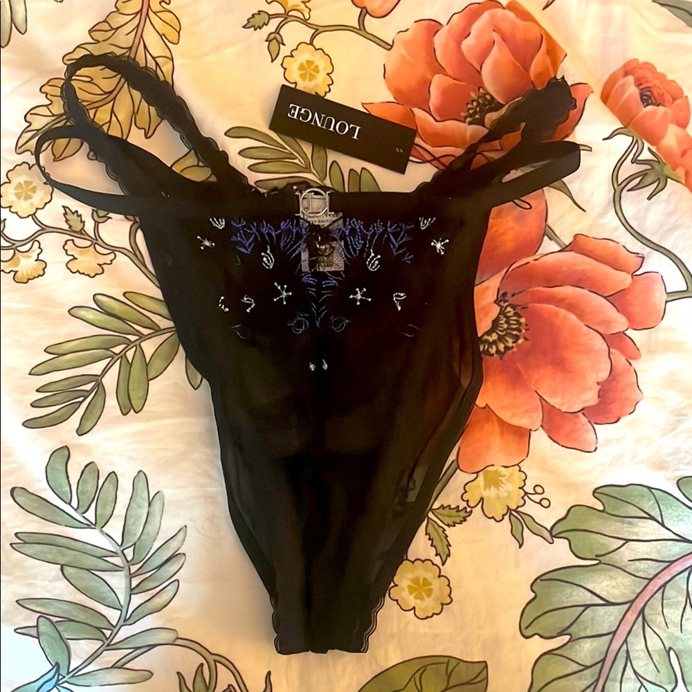 Lounge Blue and Black Floral Lace Undies